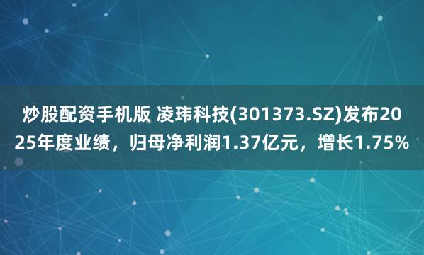 炒股配资手机版 凌玮科技(301373.SZ)发布2025年度业绩，归母净利润1.37亿元，增长1.75%